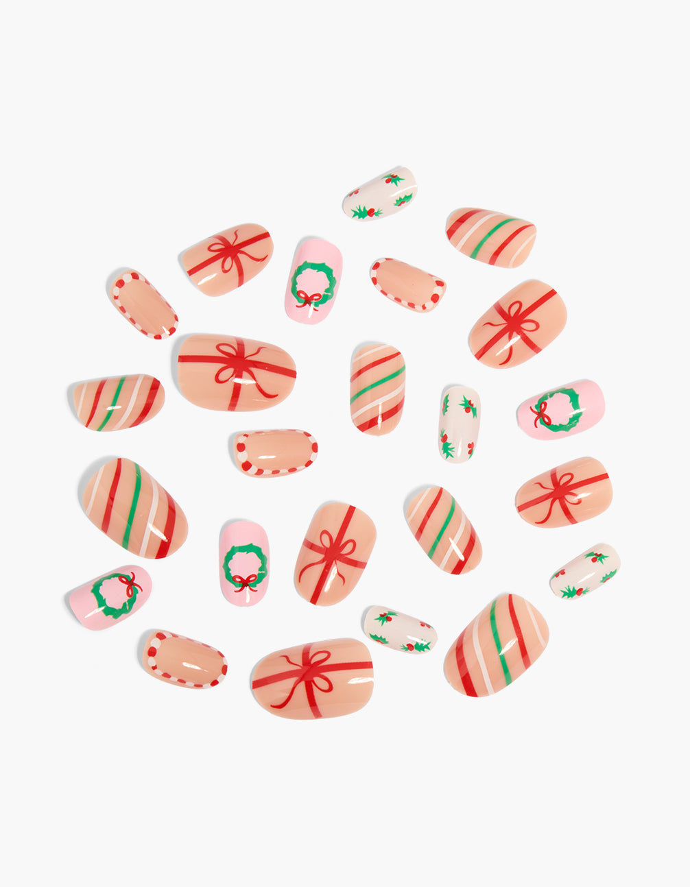 Bow & Wreath Press On Nail Set