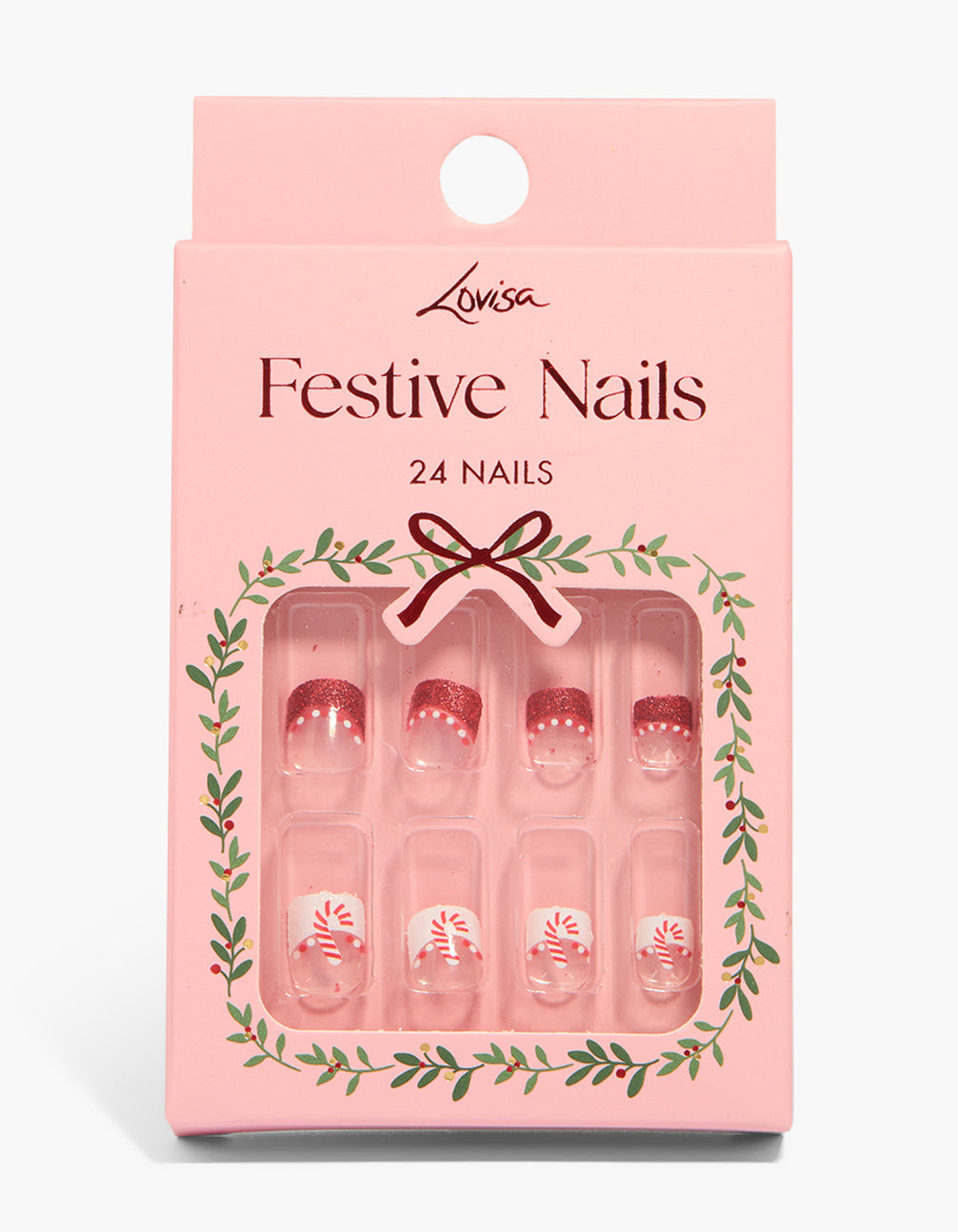 Candy Cane Tip Press On Nail Set