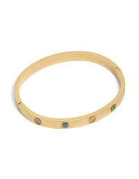 Waterproof Gold Plated Stainless Steel Cubic Zirconia Flower Inlay  Bangle - link has visual effect only