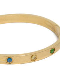 Waterproof Gold Plated Stainless Steel Cubic Zirconia Flower Inlay  Bangle - link has visual effect only