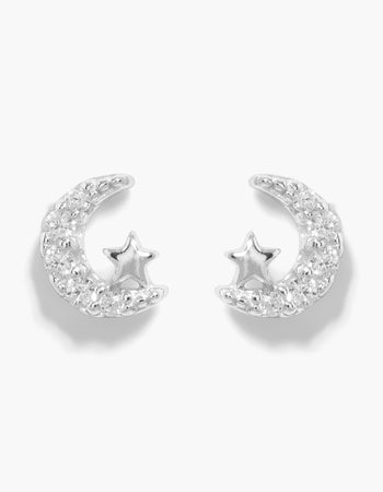 Lovisa Sterling Silver Cubic Zirconia Moon & Star Stud Earrings