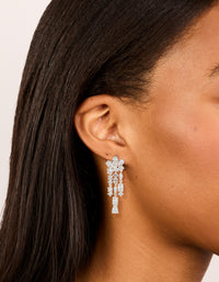 Silver Plated Cubic Zirconia Organic Waterfall Drop Earrings - link has visual effect only