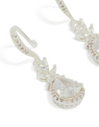 Silver Plated Cubic Zirconia Vine Fish Hook Drop Earrings - link has visual effect only
