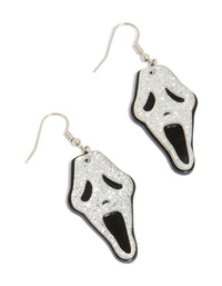 Acrylic Glitter Ghost Face Drop Earrings - link has visual effect only