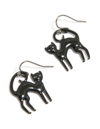 Black Coated Metal  Cat Drop Earrings - link has visual effect only