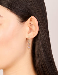 Gold Pink Cubic Zirconia Flower Trio Drop Earrings - link has visual effect only