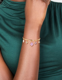 Gold Flower Charm Toggle Bangle - link has visual effect only