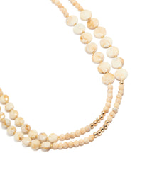 Cream Acrylic Beaded Layered Necklace - link has visual effect only