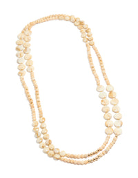 Cream Acrylic Beaded Layered Necklace - link has visual effect only