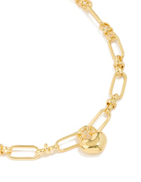 Showcasing a waterproof gold plated stainless steel chunky bubble heart statement necklace close up view - link has visual effect only