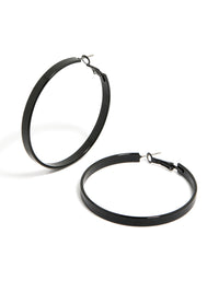 Black Textured Hoop Earrings - link has visual effect only