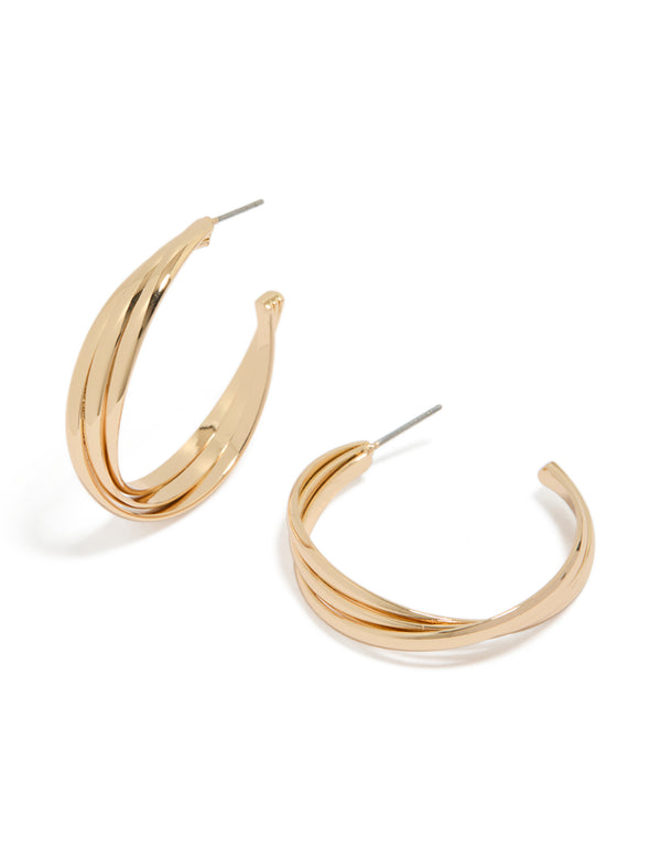 Gold Twisted Hoop Earrings