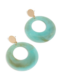 Gold Aqua Open Circle Drop Earrings - link has visual effect only