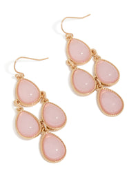 Gold Teardrop Pink Stones  Drop Earrings - link has visual effect only