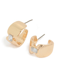 Gold Hourglass Diamante Huggie Earrings - link has visual effect only