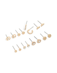 Gold Mini Hoop & Stud Earrings 8-Pack - link has visual effect only