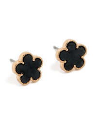 Gold Black Acrylic Flower Stud Earrings - link has visual effect only