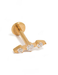 Introducing a bar crawler earring crafted from surgical steel with cubic zirconia and flat back closure in gold front view - link has visual effect only
