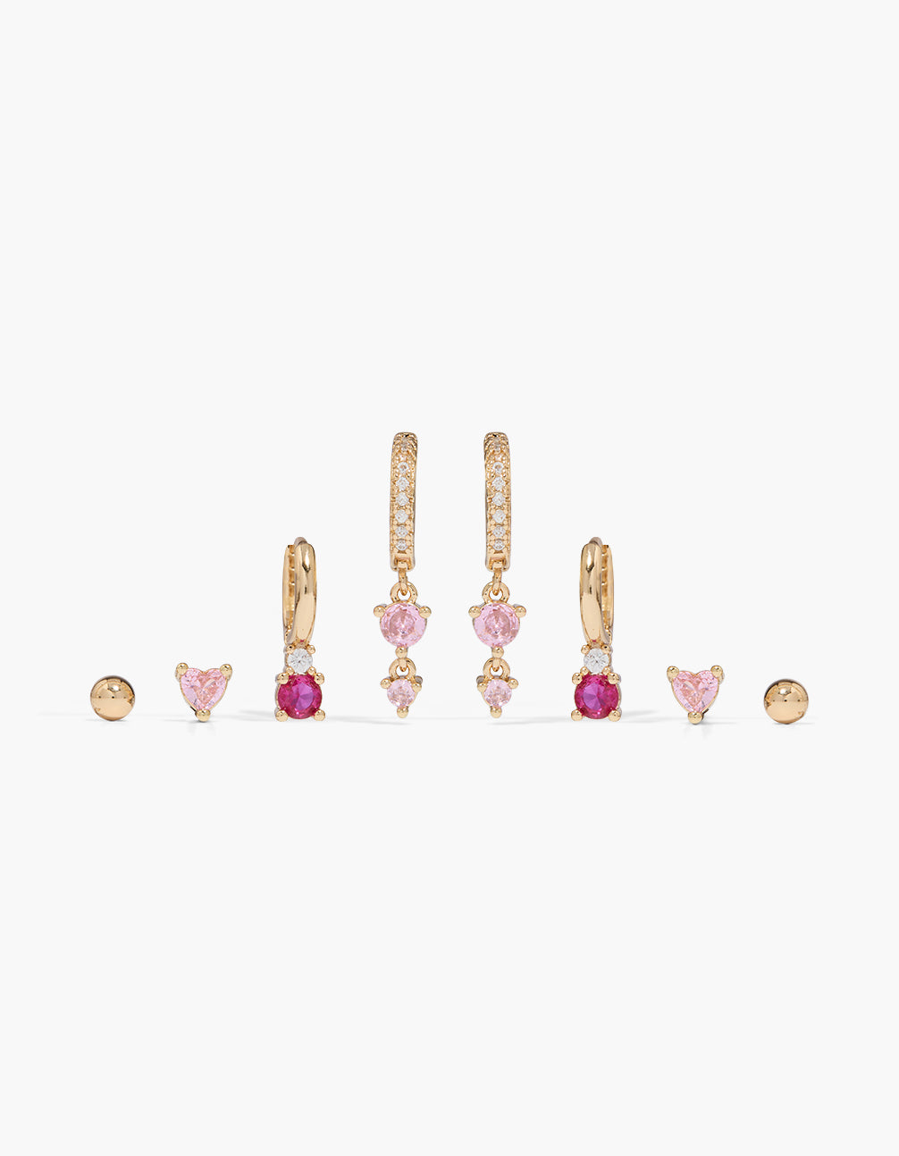 Gold Light & Hot Pink Cubic Zirconia Earrings 4-Pack