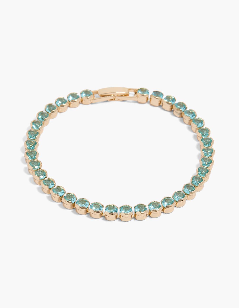 Gold Blue Cubic Zirconia Tennis Bracelet