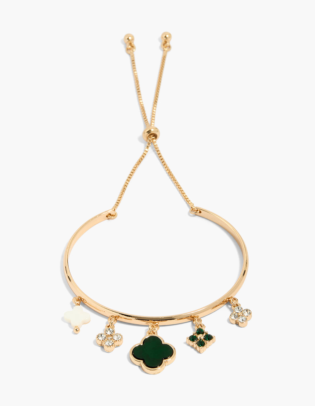 Gold Flower Charms Toggle Bangle