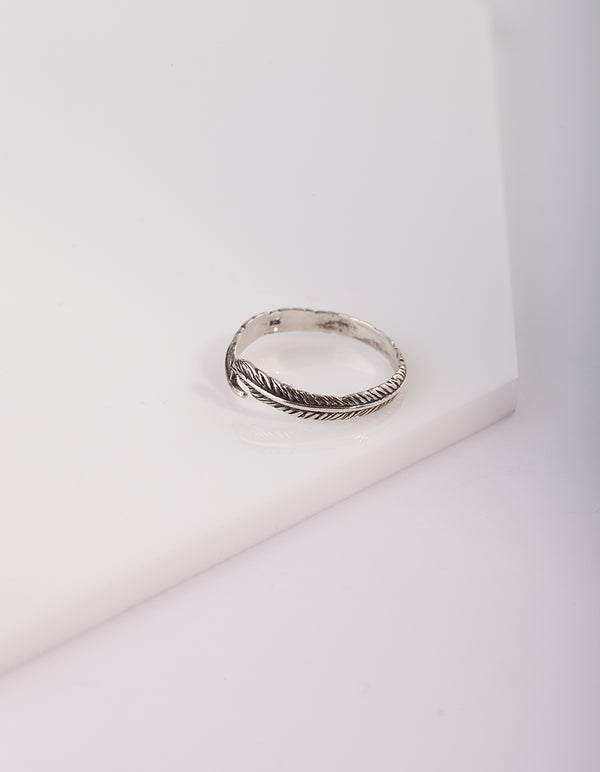 Sterling Silver Feather Band Ring