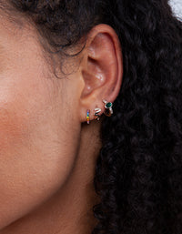 Gold Rainbow Diamante Huggie Earrings - link has visual effect only