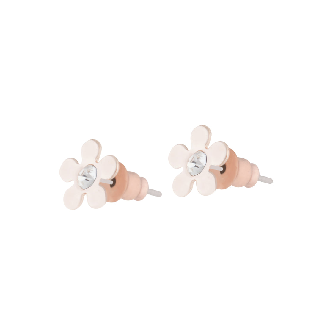 Rose Gold 70's Diamante Flower Stud Earrings