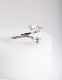 Rhodium Cubic Zirconia Open Ring - link has visual effect only