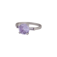 Rhodium Round Stone Purple Cubic Zirconia Ring - link has visual effect only