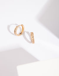 Gold Diamante Pave Huggie Hoop - link has visual effect only