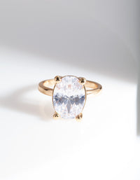 Gold Oval Cubic Zirconia Engagement Ring - link has visual effect only