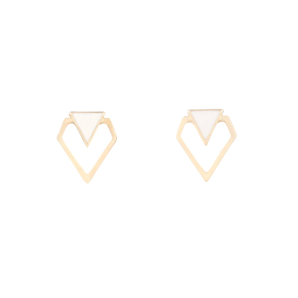 White & Gold Mini Geometric Stud