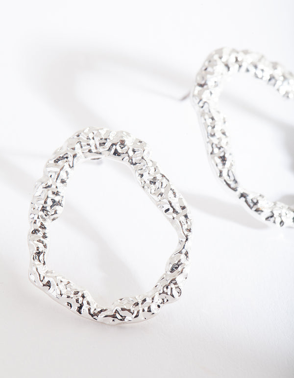 Silver Mini Textured Loop Earrings