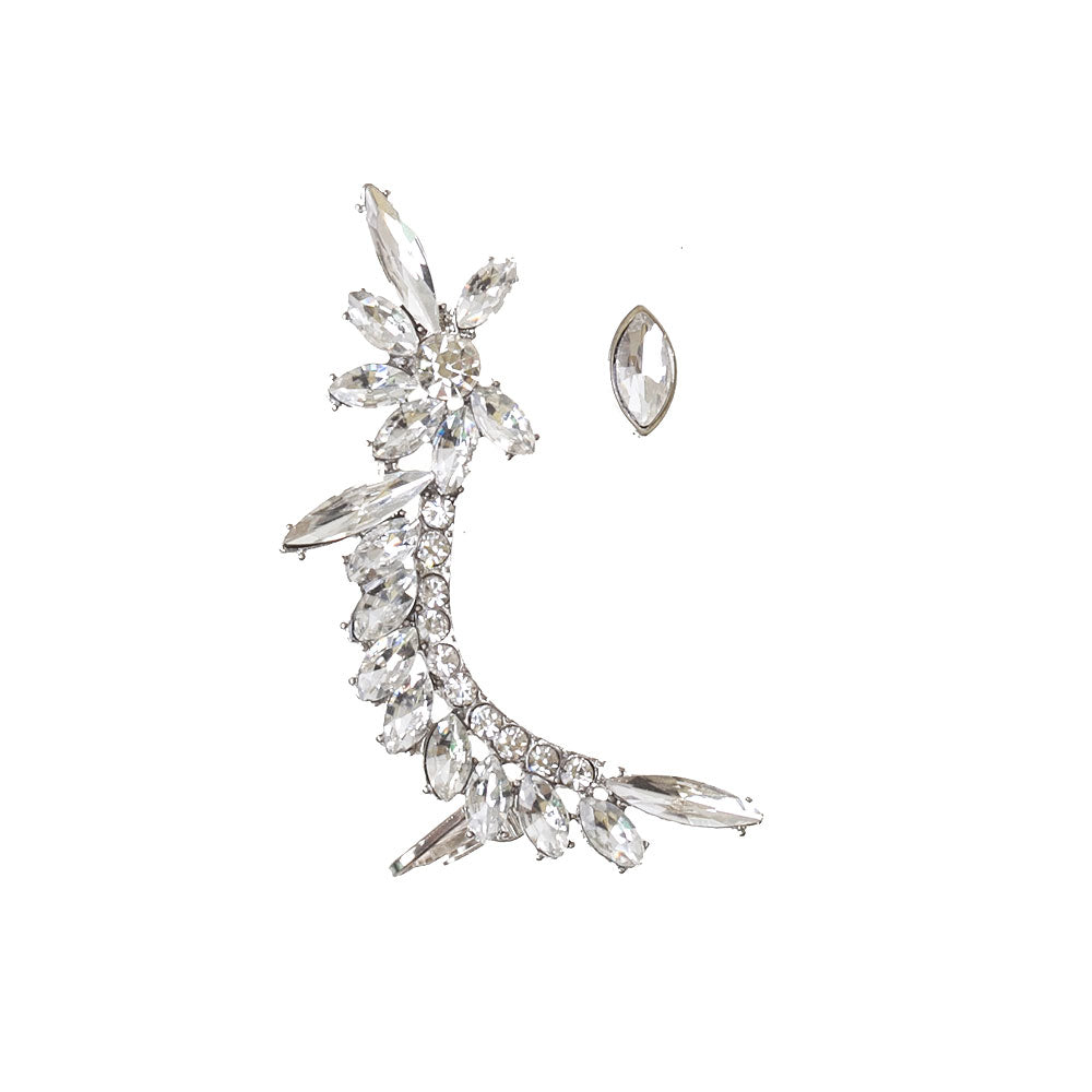 Silver Tone Diamante Navette Vine Ear Cuff & Stud