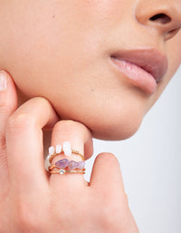 Gold Semi-Precious Thread Stone Ring - link has visual effect only