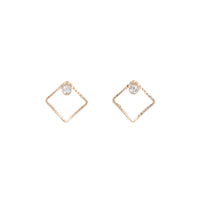 Fine Square Diamante Stud - link has visual effect only
