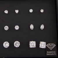 Diamond Simulant Silver Stud Earring 12-Pack - link has visual effect only