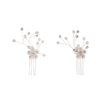 Silver Diamante Floral Comb Duo - link has visual effect only