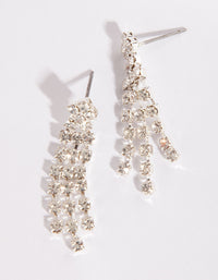 Silver Triple Strand Diamante Earrings - link has visual effect only