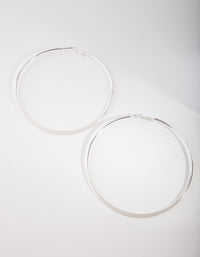 Silver Flat Edge Hoop Earrings - link has visual effect only