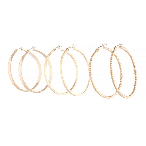 Gold 3 Style Hoop Earring Pack