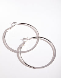 Silver Flat Edge 5cm Hoop Earrings - link has visual effect only