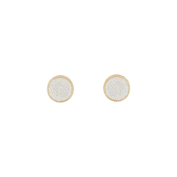 Silver Gold Glitter Inlay Disc Earrings