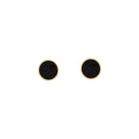 Gold Black Glitter Inlay Disc Earrings - link has visual effect only