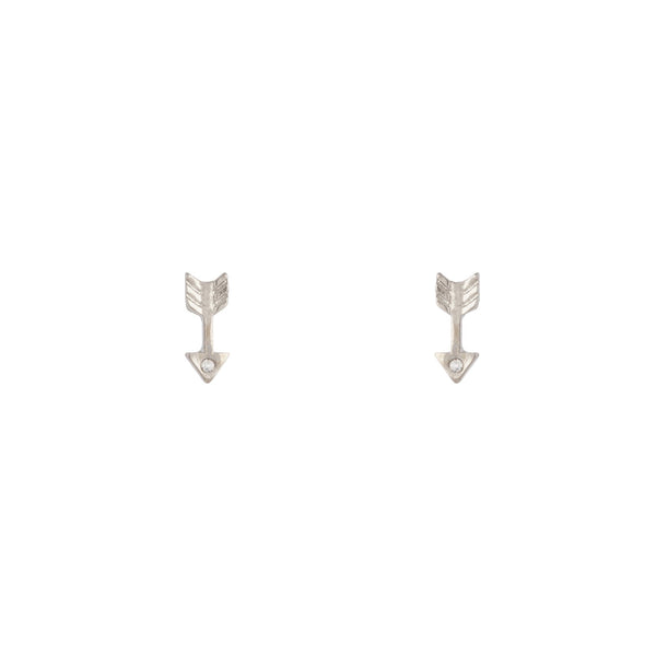 Rhodium Arrow Diamante Stud Earrings