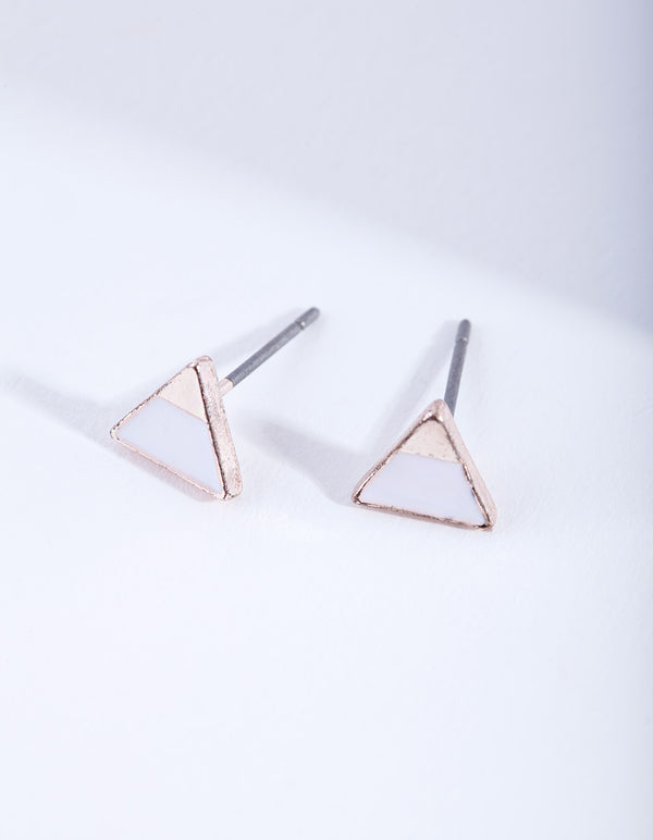 Metallic Tip Triangle Stud Earrings