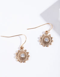 Gold Sun Drop Earrings - link has visual effect only