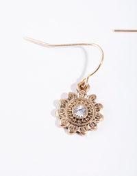 Gold Sun Drop Earrings - link has visual effect only