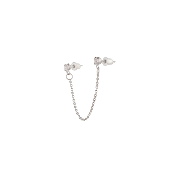 Silver Double Diamante Chain Earrings - Lovisa
